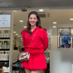 mehreen kaur pirzada hot thick thighs back view in red mini dress HD 12