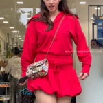 mehreen kaur pirzada hot thick thighs back view in red mini dress HD 33