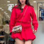 mehreen kaur pirzada hot thick thighs back view in red mini dress HD 36