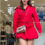mehreen kaur pirzada hot thick thighs back view in red mini dress HD 37