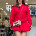 mehreen kaur pirzada hot thick thighs back view in red mini dress HD 38