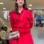 mehreen kaur pirzada hot thick thighs back view in red mini dress HD 39