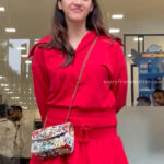 mehreen kaur pirzada hot thick thighs back view in red mini dress HD 40
