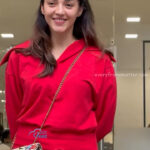 mehreen kaur pirzada hot thick thighs back view in red mini dress HD 41