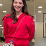 mehreen kaur pirzada hot thick thighs back view in red mini dress HD 43