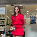 mehreen kaur pirzada hot thick thighs back view in red mini dress HD 52