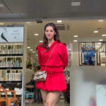 mehreen kaur pirzada hot thick thighs back view in red mini dress HD 55