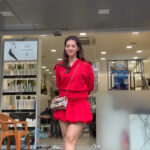 mehreen kaur pirzada hot thick thighs back view in red mini dress HD 58
