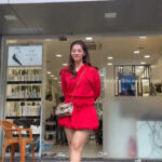 mehreen kaur pirzada hot thick thighs back view in red mini dress HD 59