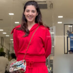 mehreen kaur pirzada hot thick thighs back view in red mini dress HD 6