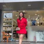 mehreen kaur pirzada hot thick thighs back view in red mini dress HD 60