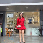 mehreen kaur pirzada hot thick thighs back view in red mini dress HD 65