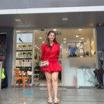 mehreen kaur pirzada hot thick thighs back view in red mini dress HD 66