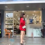 mehreen kaur pirzada hot thick thighs back view in red mini dress HD 72