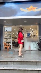 mehreen kaur pirzada hot thick thighs back view in red mini dress HD 8